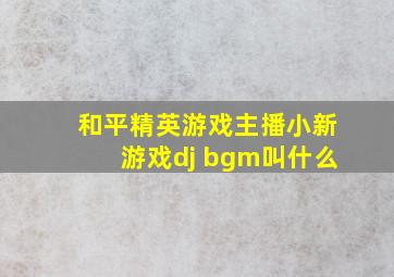 和平精英游戏主播小新游戏dj bgm叫什么